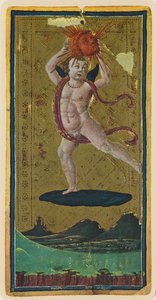 Solen, fascimile av ett tarotkort från Visconti-däcket, 1441-47
